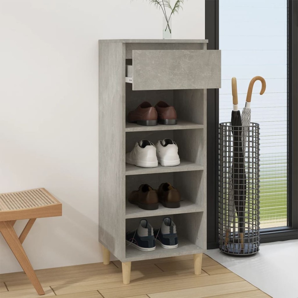 Mueble zapatero madera contrachapada gris hormigón 40x36x105