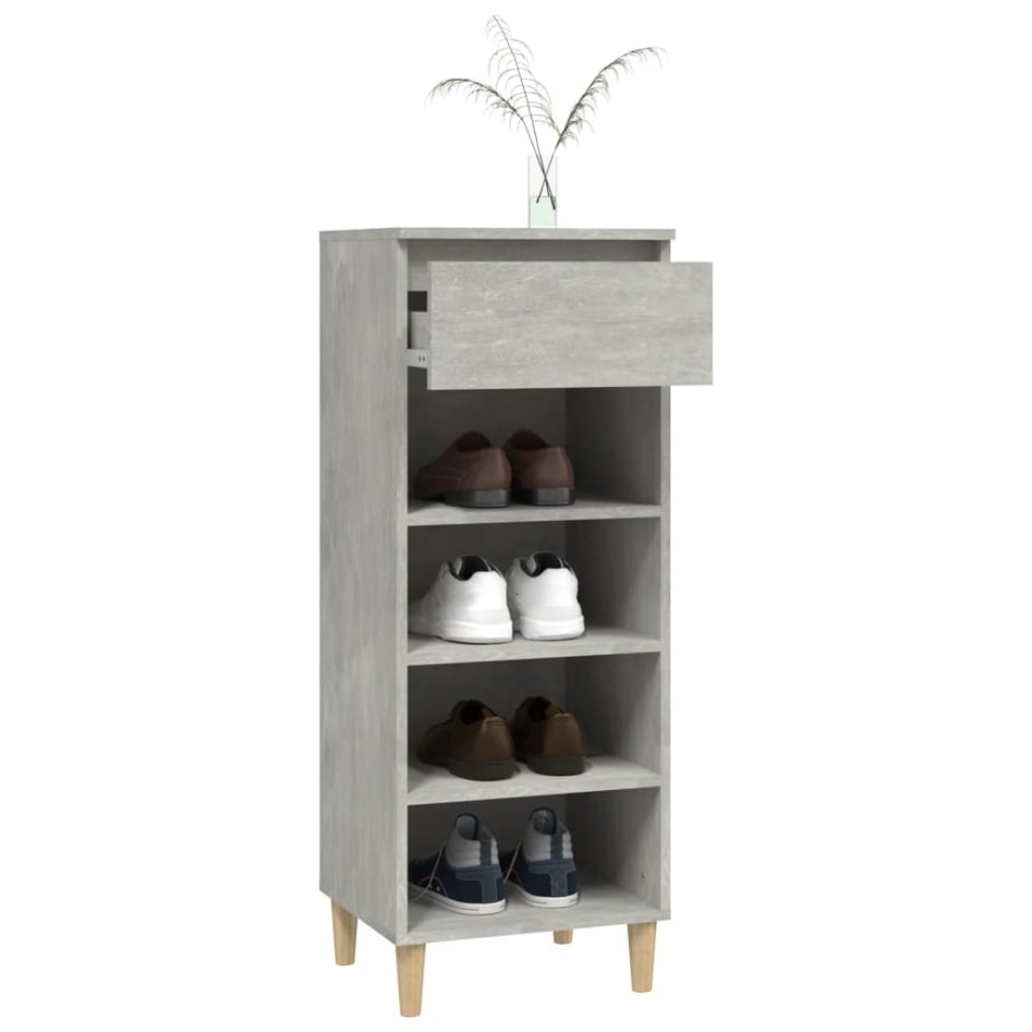 Mueble zapatero madera contrachapada gris hormigón 40x36x105