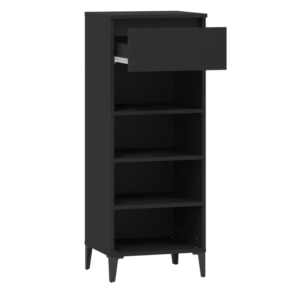 Mueble zapatero madera contrachapada negro 40x36x105
