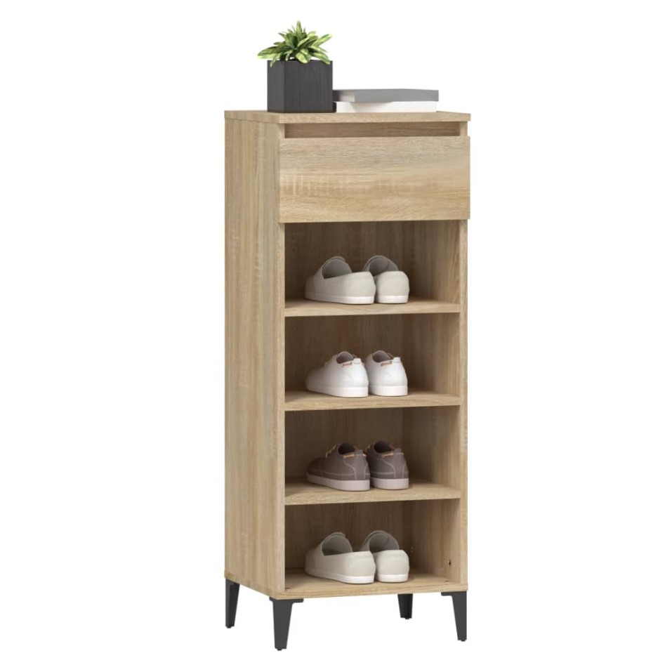 Mueble zapatero madera contrachapada roble Sonoma 40x36x105