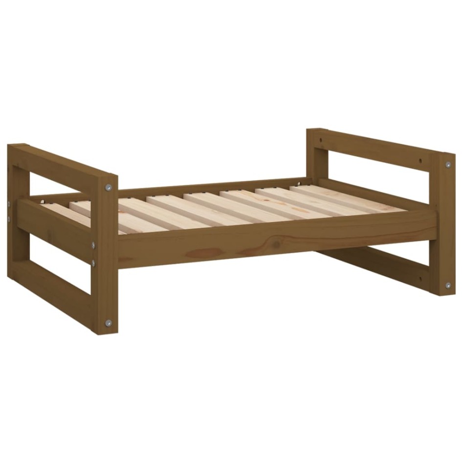 Cama para perros madera maciza pino marrón miel 75,5x55,5x28