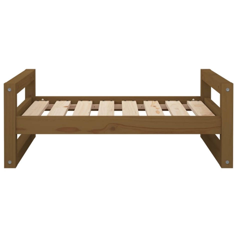 Cama para perros madera maciza pino marrón miel 75,5x55,5x28