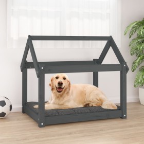 Cama para perros madera maciza de pino gris 81x60x70
