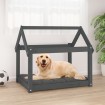Cama para perros madera maciza de pino gris 81x60x70 cm