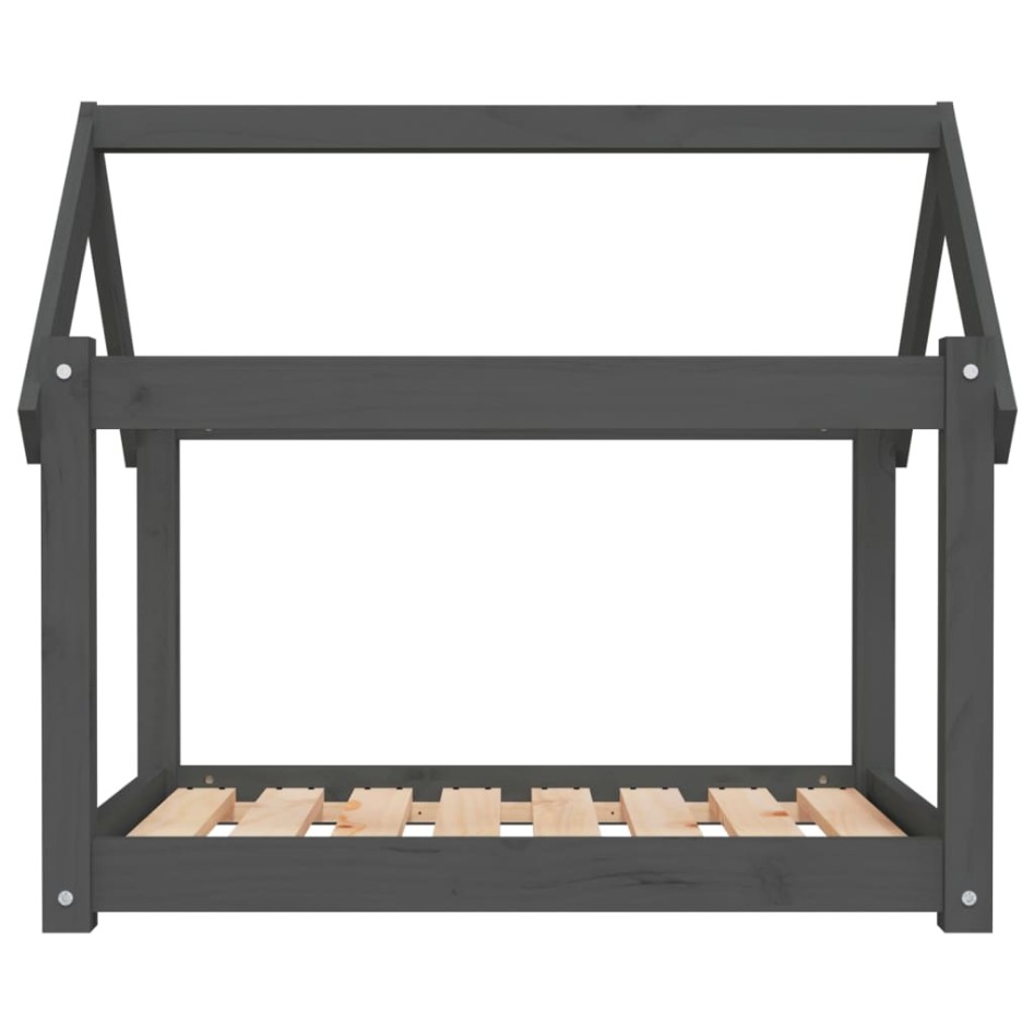 Cama para perros madera maciza de pino gris 81x60x70