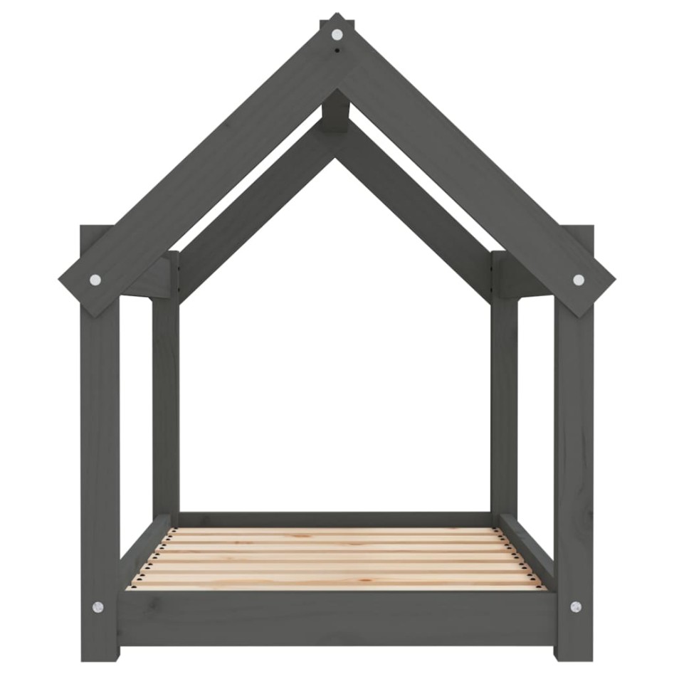 Cama para perros madera maciza de pino gris 81x60x70