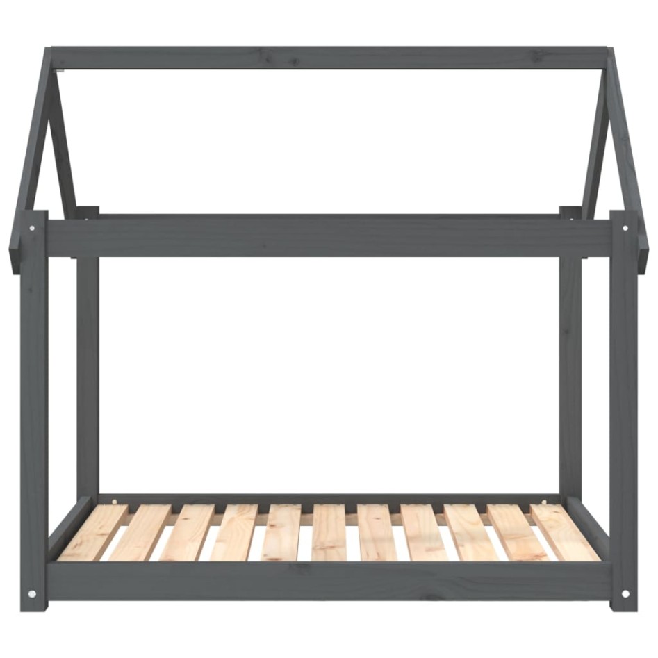 Cama para perros madera maciza de pino gris 101x70x90