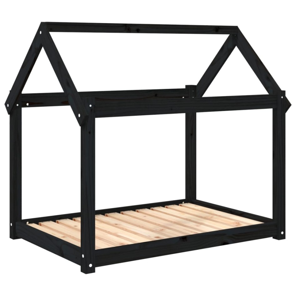 Cama para perros madera maciza de pino negro 101x70x90