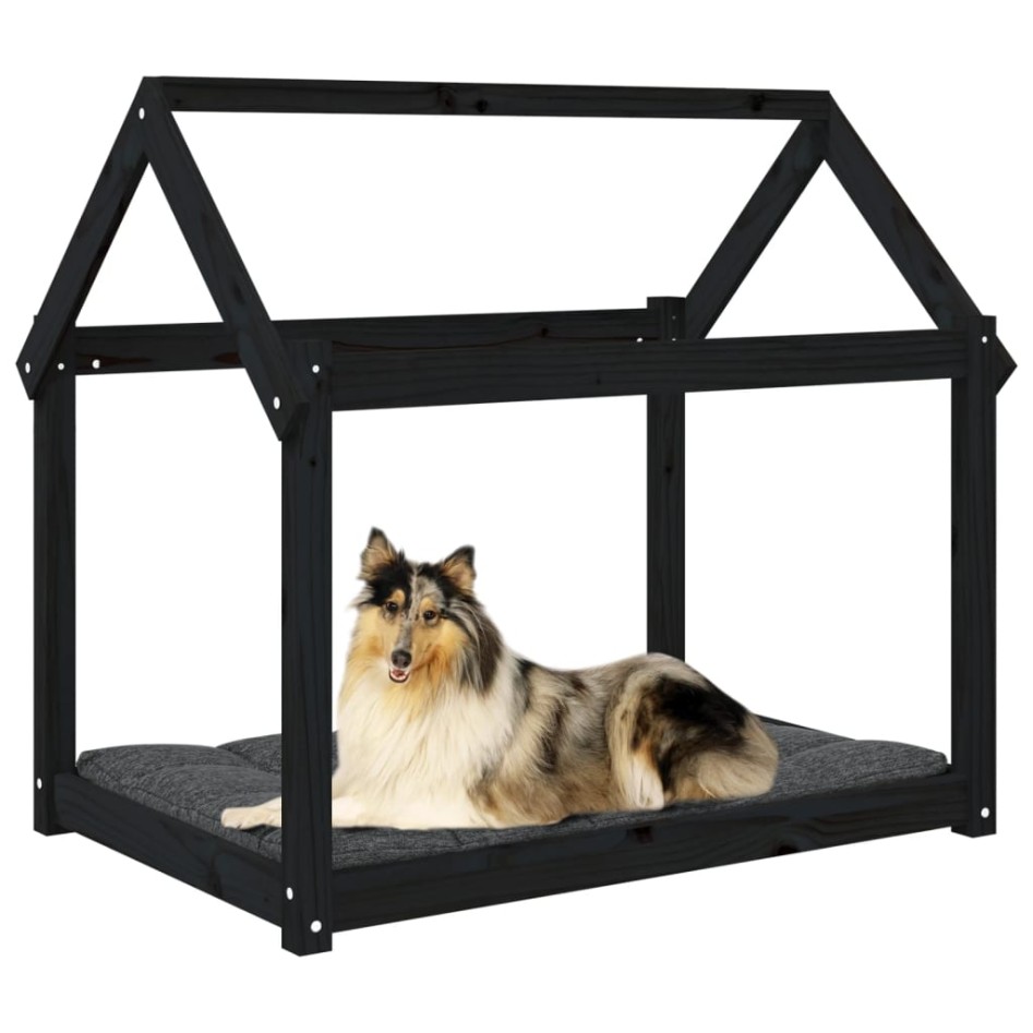 Cama para perros madera maciza de pino negro 101x70x90