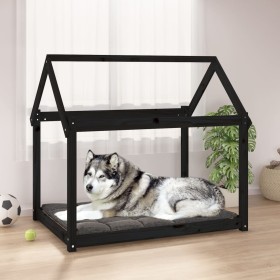 Cama para perros madera maciza de pino negro 111x80x100