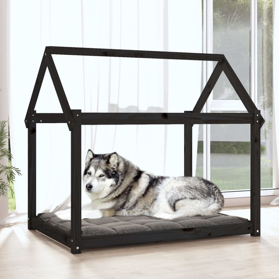 Cama para perros madera maciza de pino negro 111x80x100