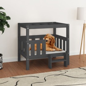 Cama para perros madera maciza de pino gris 75,5x63,5x70