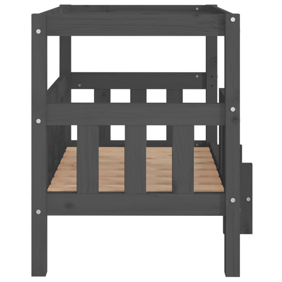 Cama para perros madera maciza de pino gris 75,5x63,5x70
