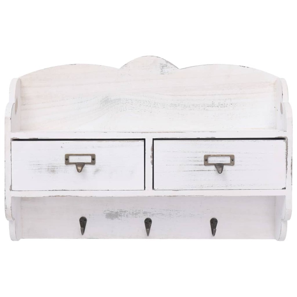 Perchero de pared de madera blanco 50x10x34