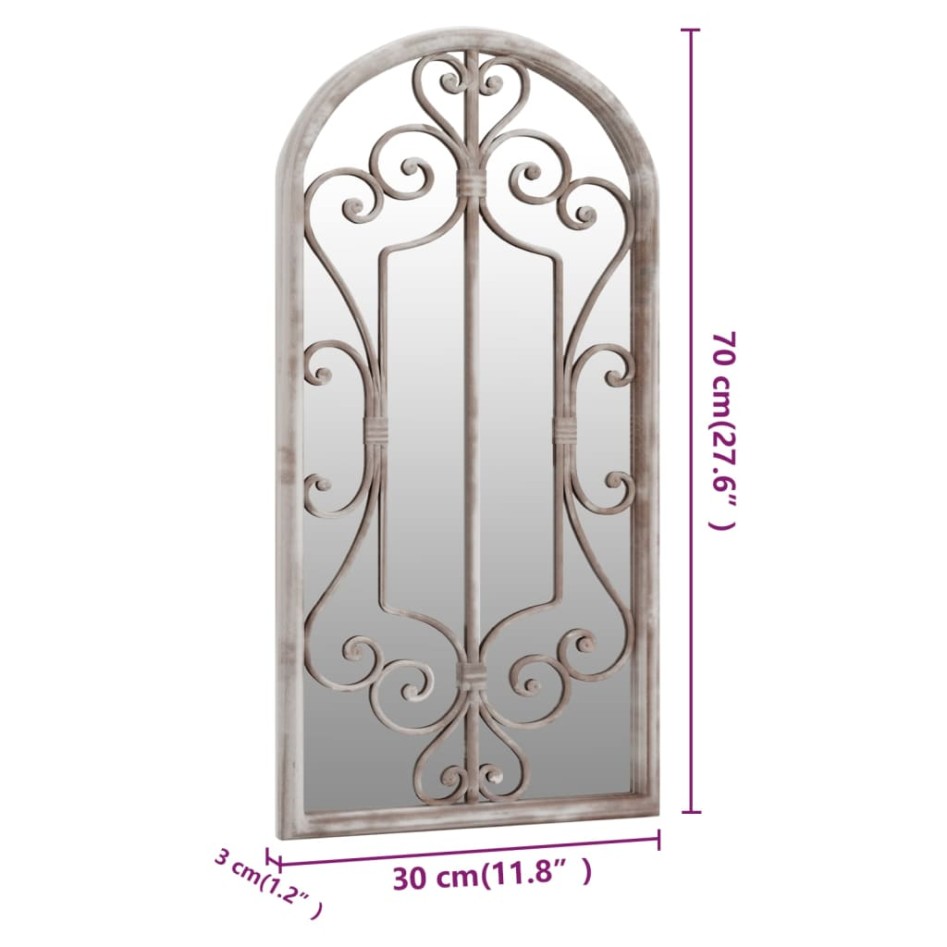 Espejo de jardín hierro color arena para uso exterior 70x30