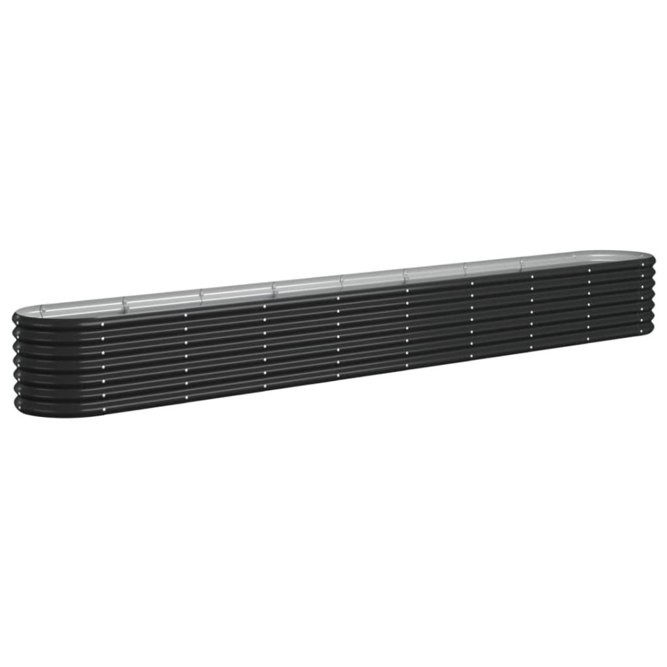 Jardinera arriate acero recubierto polvo antracita 332x40x36