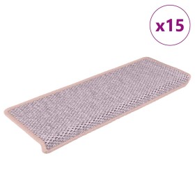 Alfombrilla autoadhesiva escalera sisal 15 uds rosa 65x21x4