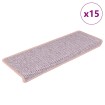 Alfombrilla autoadhesiva escalera sisal 15 uds rosa 65x21x4 cm