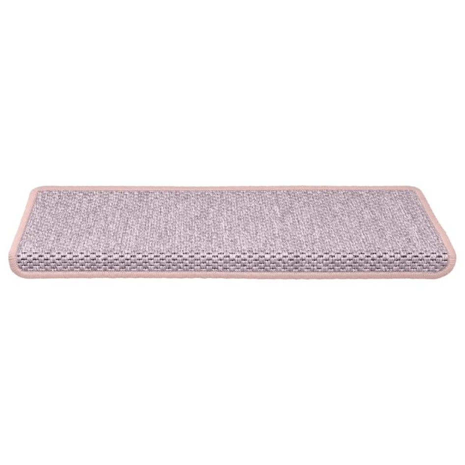 Alfombrilla autoadhesiva escalera sisal 15 uds rosa 65x21x4