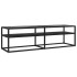Mueble de TV vidrio templado color mármol negro 140x40x40,5