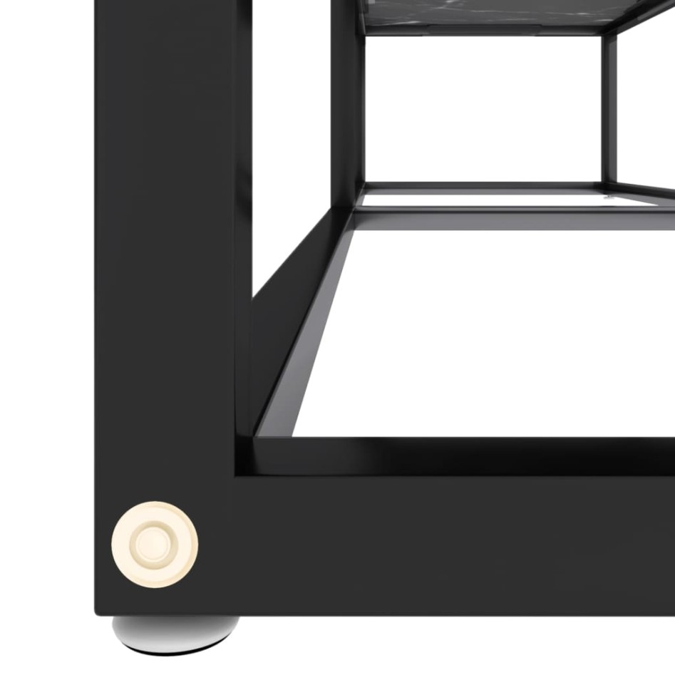 Mueble de TV vidrio templado color mármol negro 140x40x40,5