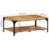 Mesa de centro con 2 alturas acero y madera mango 100x55x38
