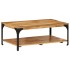 Mesa de centro con 2 alturas acero y madera mango 100x55x38