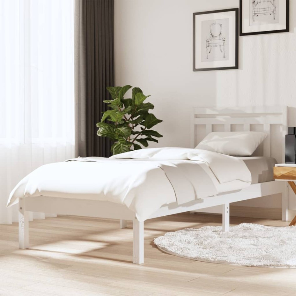 Estructura de cama madera maciza de pino blanco 90x200