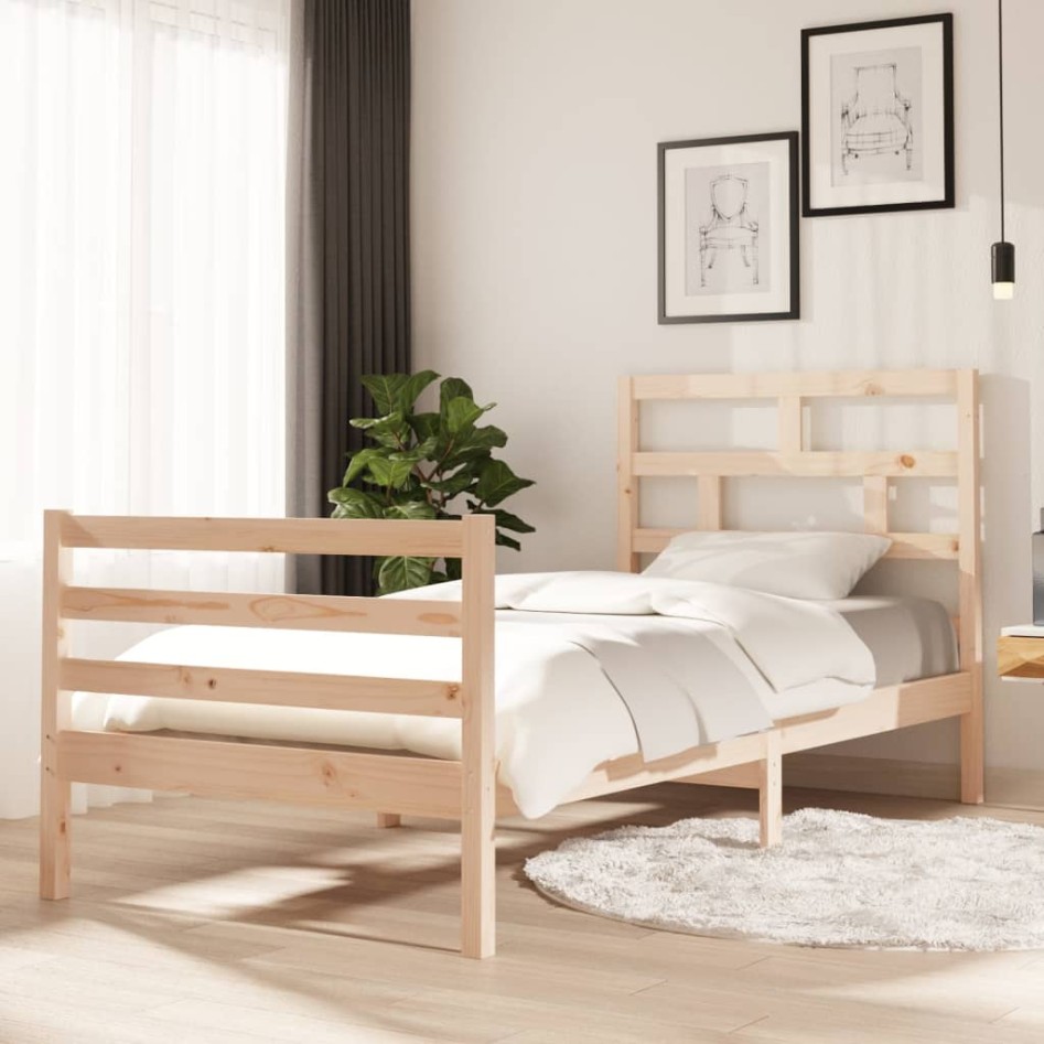Estructura de cama madera maciza 90x200