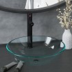 Lavabo de baño con grifo y desagüe de empuje vidrio templado