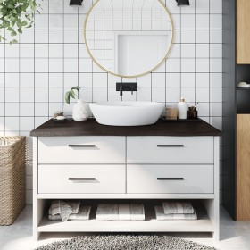 Encimera de baño madera tratada marrón oscuro 100x60x(2-4)