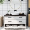 Encimera de baño madera tratada marrón oscuro 100x60x(2-4) cm