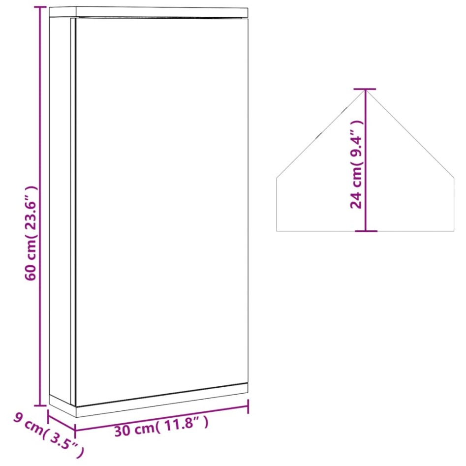 Mueble de baño de esquina con espejo blanco 30x24x60