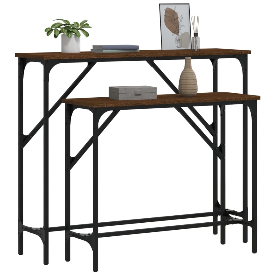 Mesas consolas 2 unidades madera de ingeniería marrón