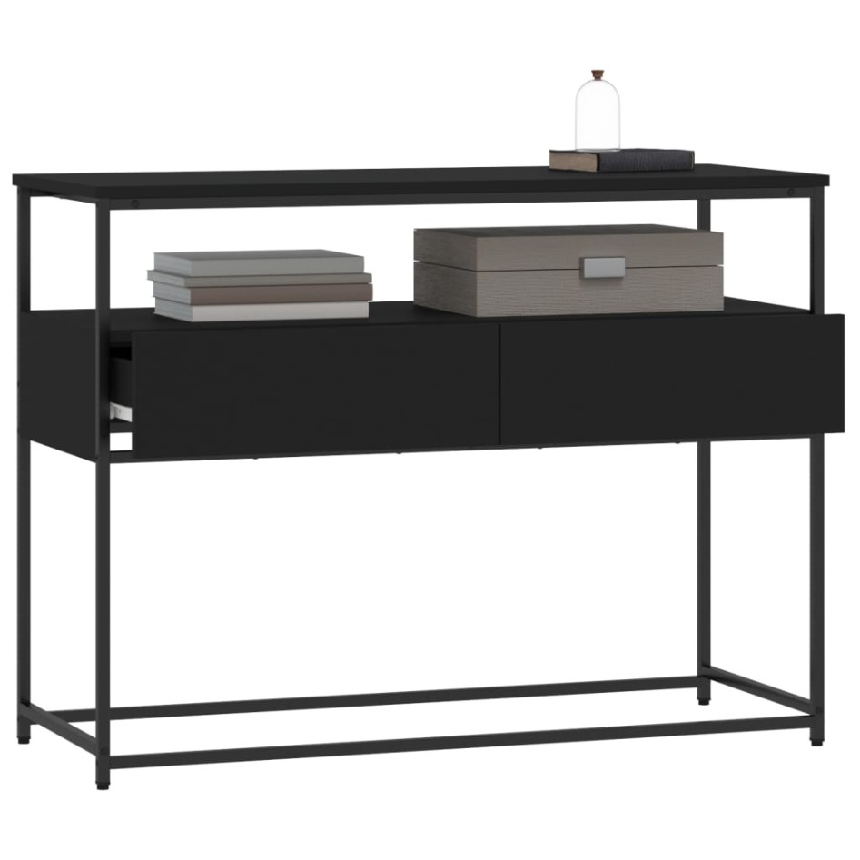 Mesa consola madera de ingeniería negra 100x40x75