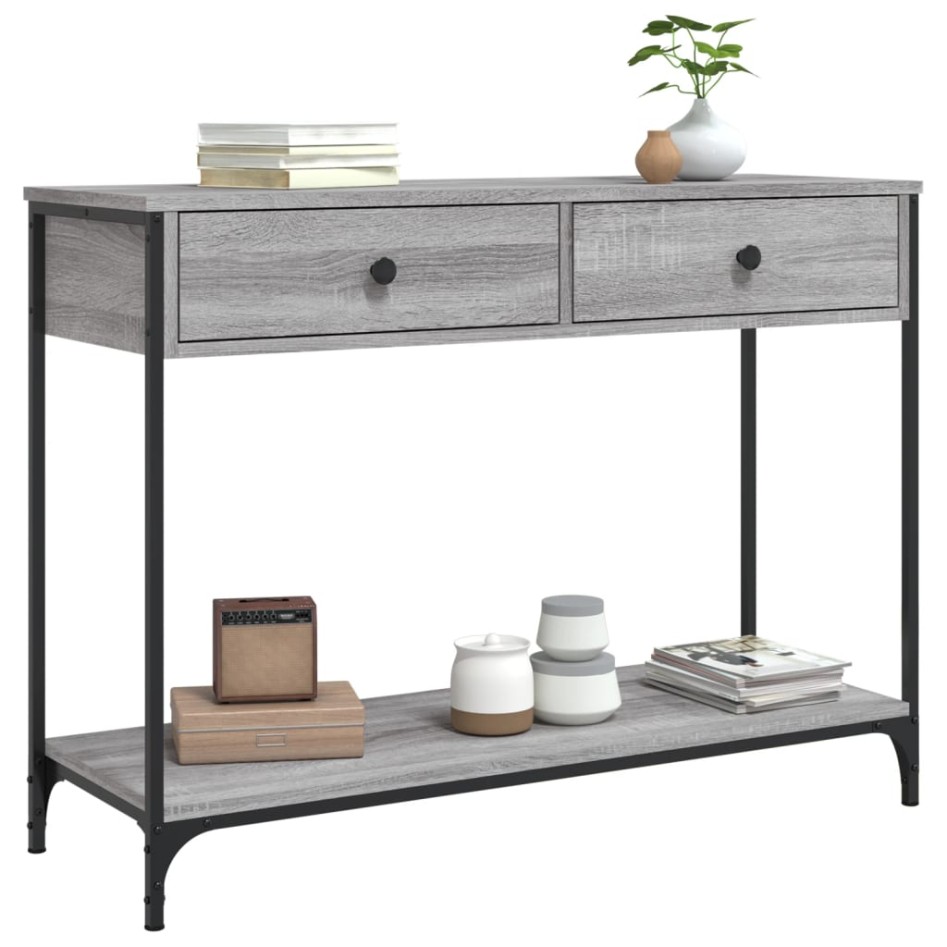 Mesa consola madera de ingeniería gris Sonoma 100x34,5x75