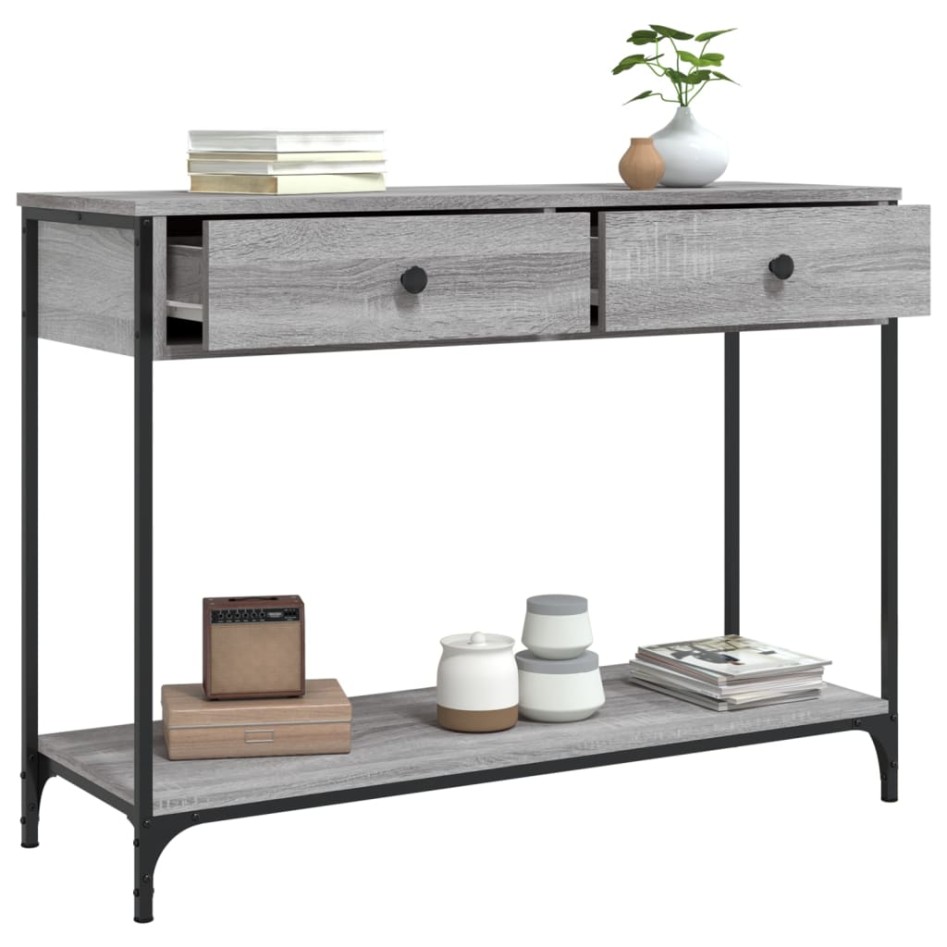 Mesa consola madera de ingeniería gris Sonoma 100x34,5x75