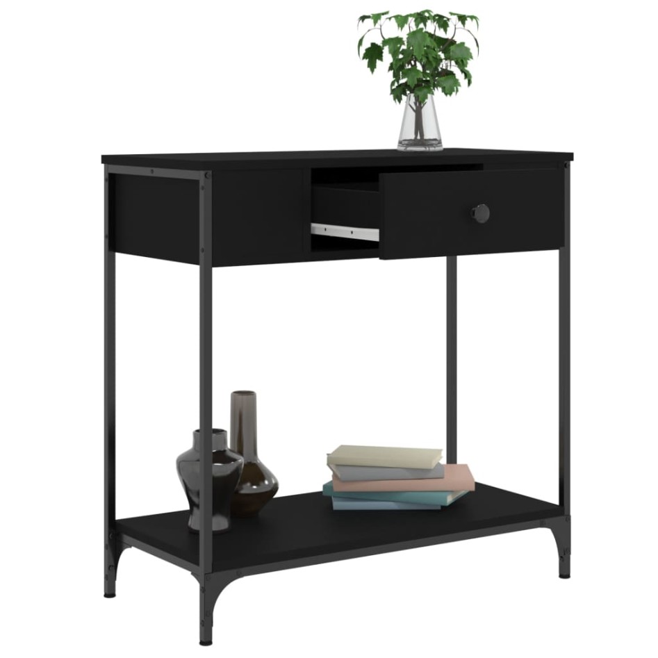 Mesa consola madera de ingeniería negro 75x34,5x75
