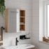 Mueble de baño con espejo y luz LED roble 45x13x52