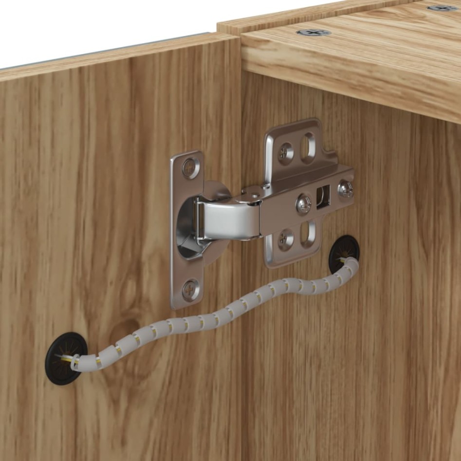 Mueble de baño con espejo y luz LED roble 45x13x52