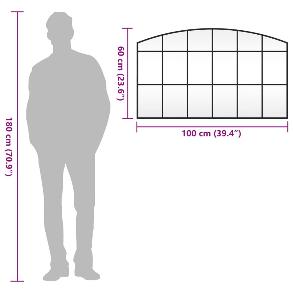 Espejo de pared arco de hierro negro 100x60