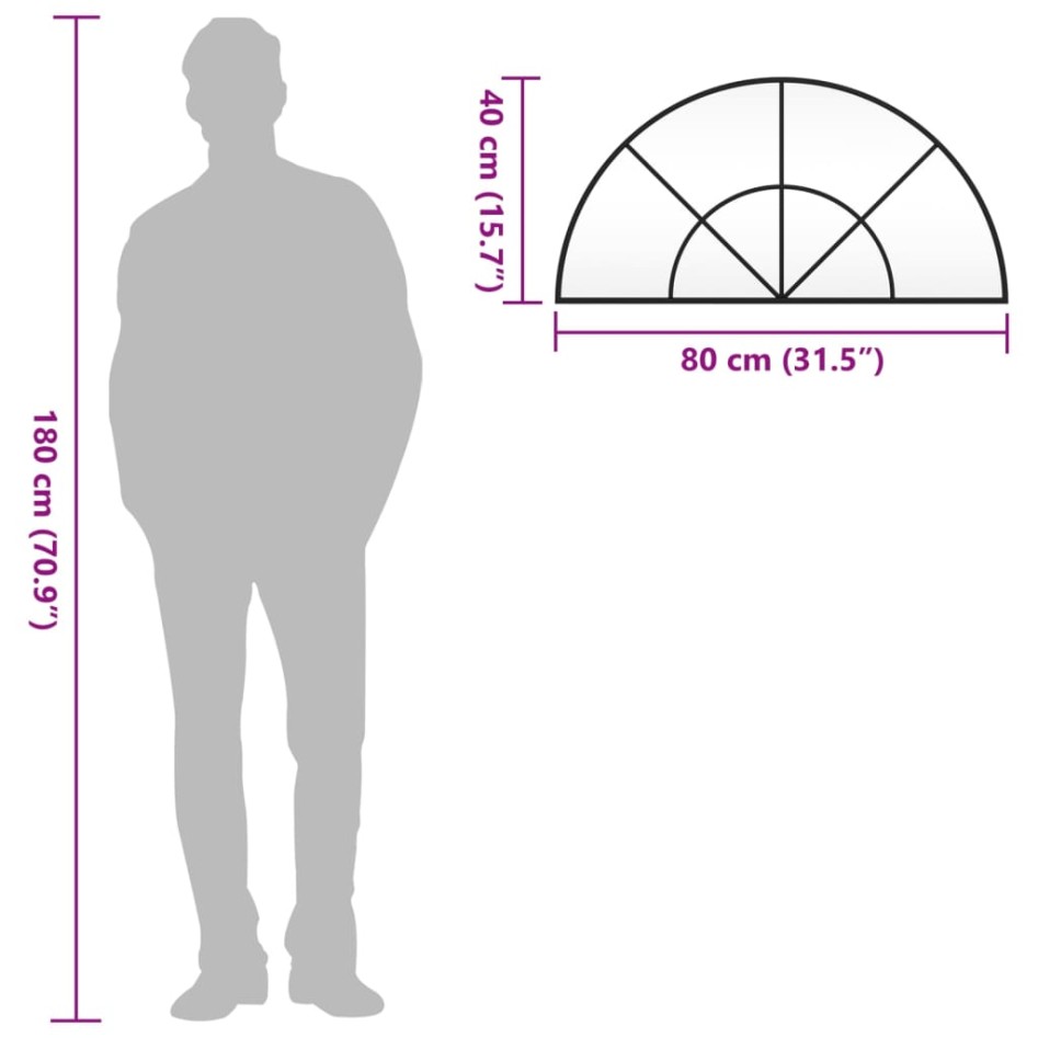 Espejo de pared arco de hierro negro 80x40