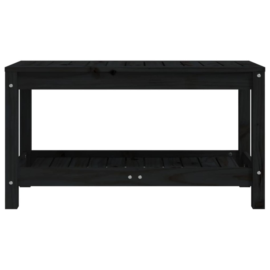 Banco de jardín de madera maciza de pino negro 82,5x35x45