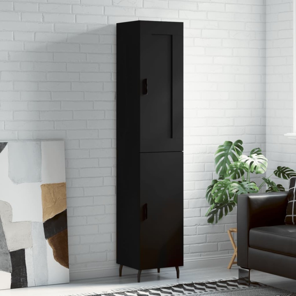 Aparador de madera contrachapada negro 34,5x34x180