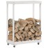 Leñero con ruedas madera maciza de pino blanco 76,5x40x108