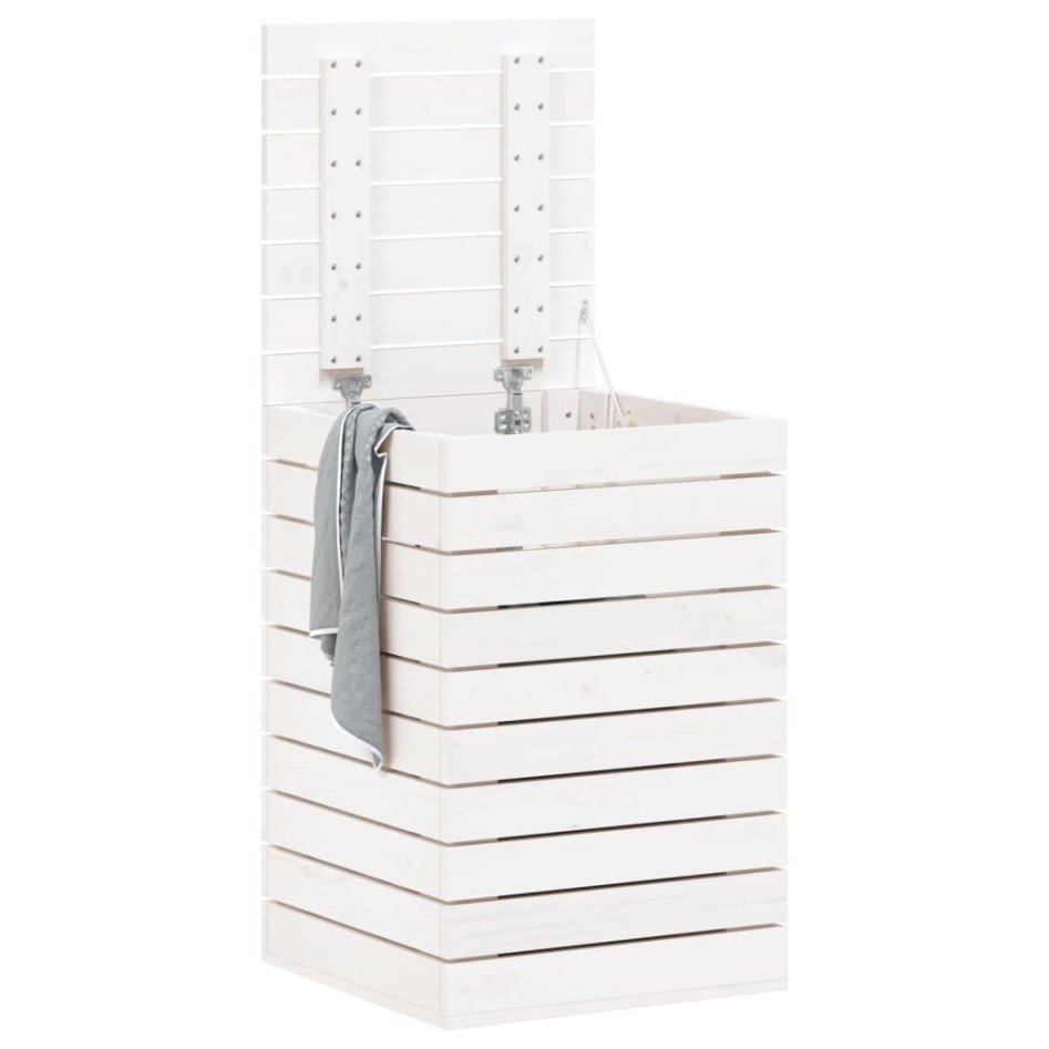 Cesto para la ropa sucia madera maciza pino blanco 44x44x66