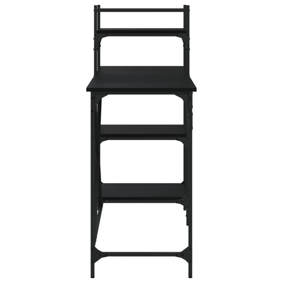 Escritorio para ordenador con estantes negro 120x47x109