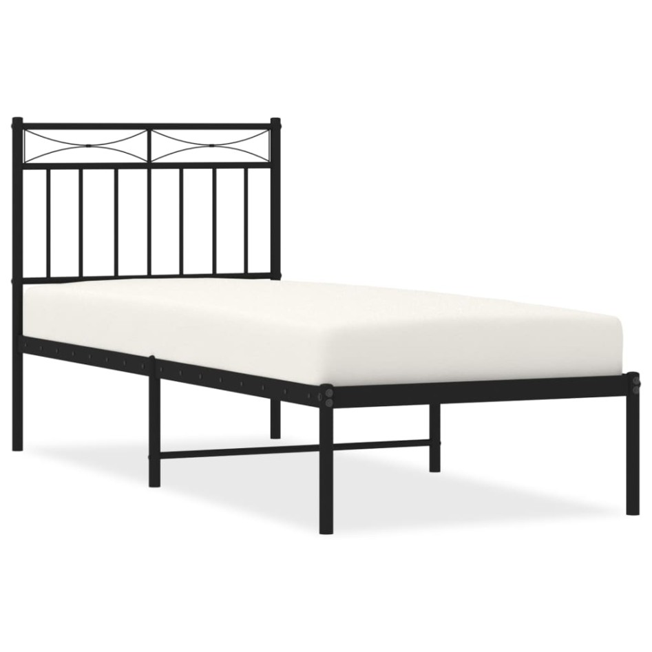 Estructura cama sin colchón con cabecero metal negro 75x190