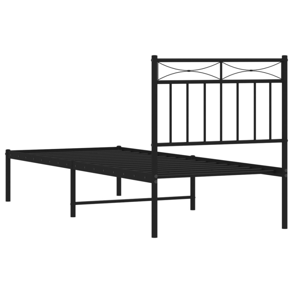 Estructura cama sin colchón con cabecero metal negro 75x190