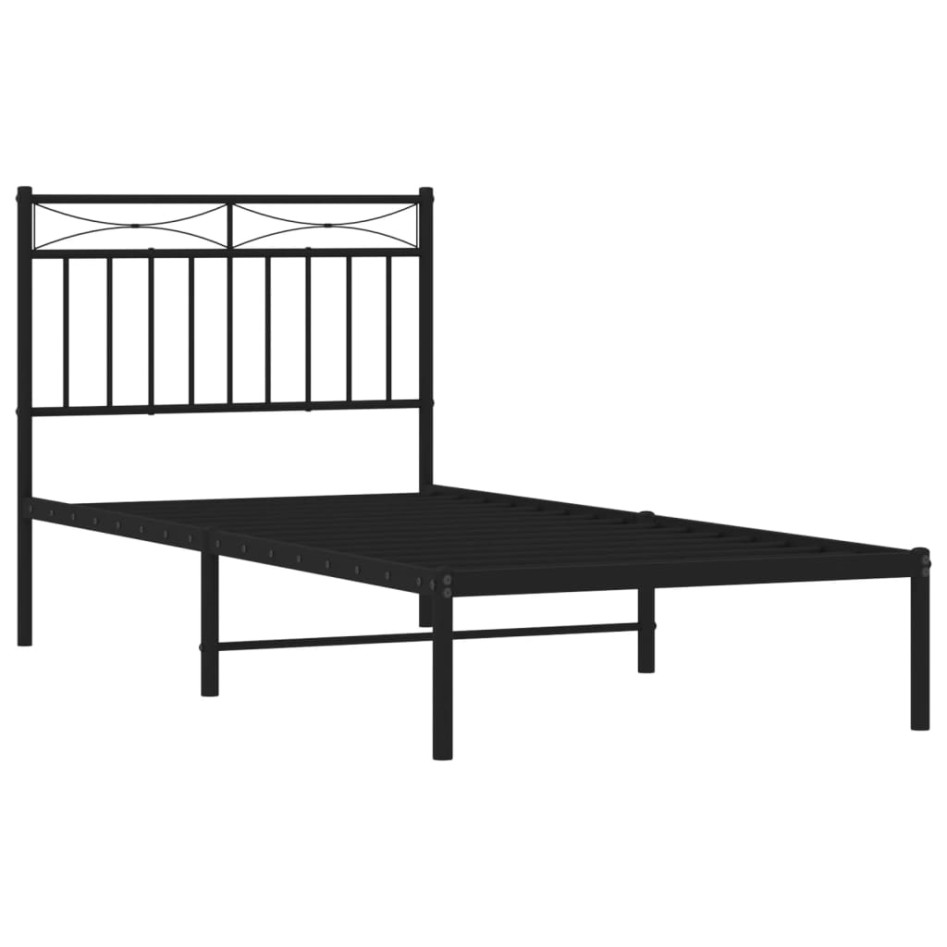 Estructura cama sin colchón con cabecero metal negro 90x190